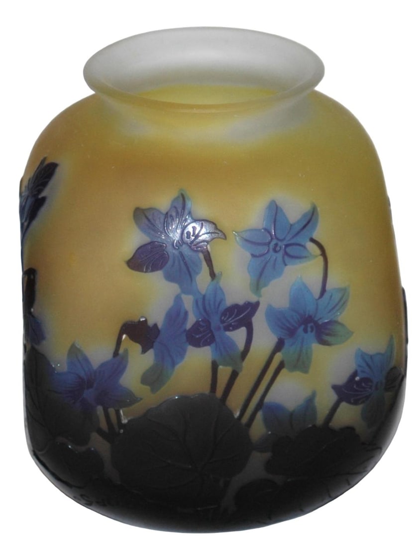 Galle  Floral Cameo Glass Cabinet Vase (1 of 5)