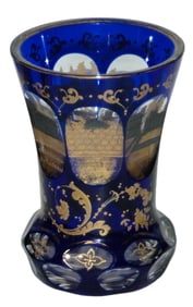 Cut Spa Views Bohemian 1860 Overlay Glass Beaker