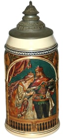 2-1/2L King & Queen Stein w Knights on Sides