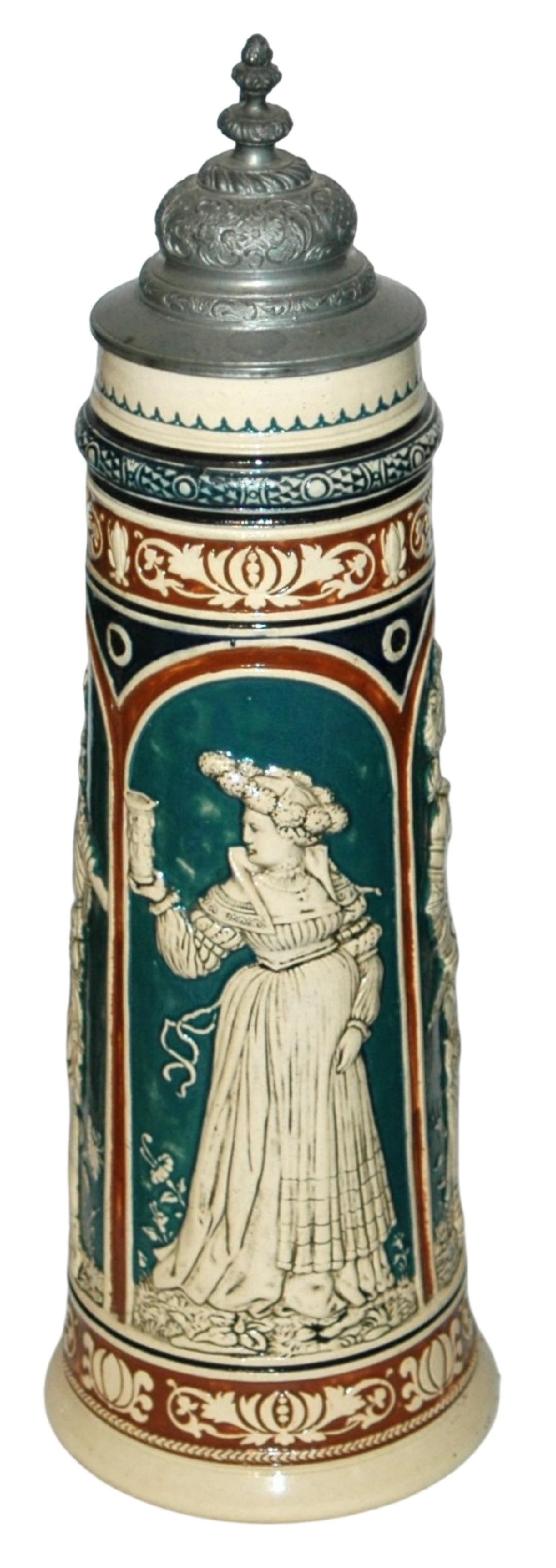 2L Large Woman Scene w Knights on Sides Stein (1 of 4)