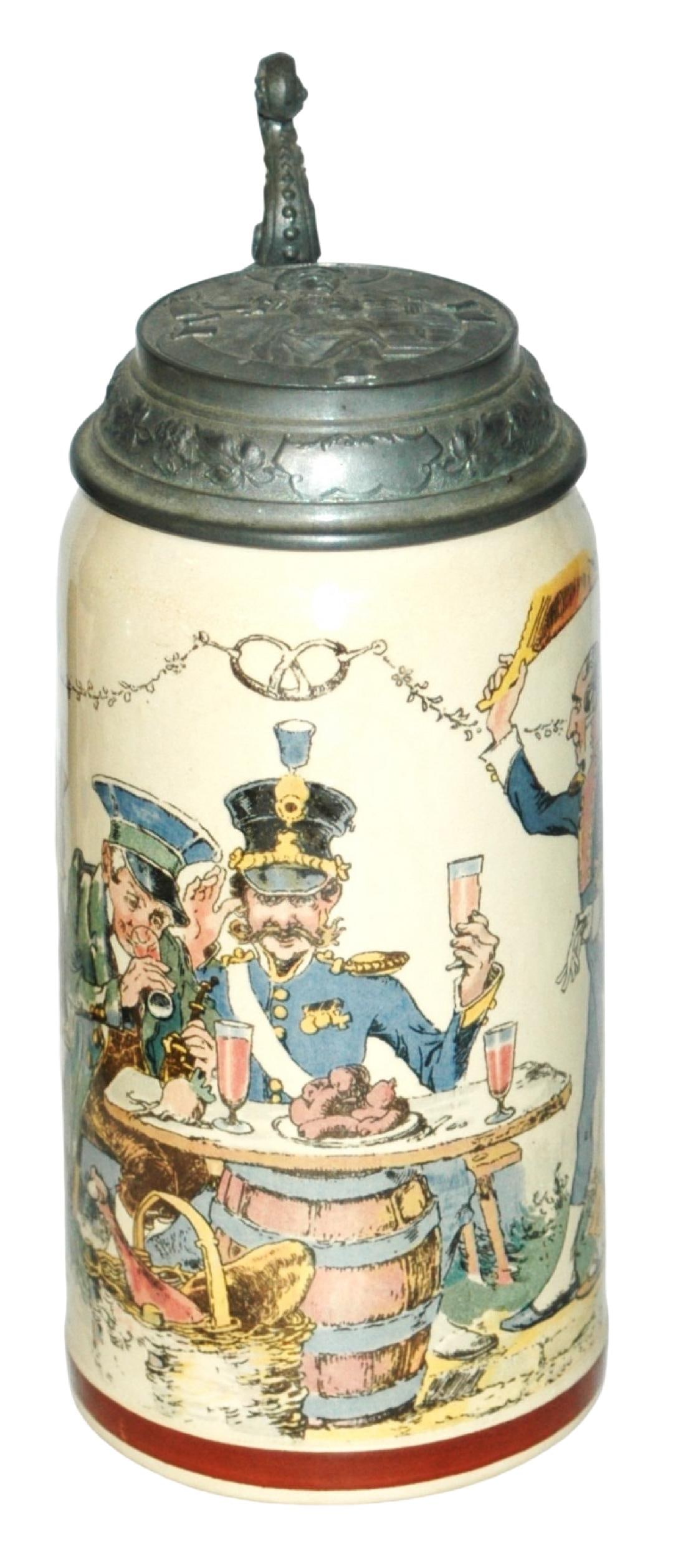 1L Mettlach Couple & Soldiers Stein w Target Girl (1 of 5)