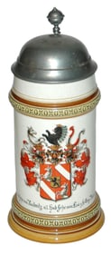 Mettlach 1885 Student Fraternal Shield Stein