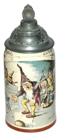 Mettlach Schlitt Dwarfs Bowling Stein