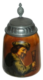 Mettlach Rookwood ManDrinks from Pilsner Stein