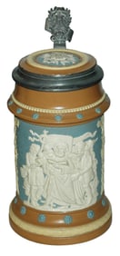 Mettlach Group of Singers Stein w Inlay Lid