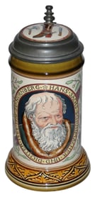 Mettlach Shoemaker Occupational Stein w Inlay Lid