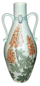 Mettlach 17" Uncommon Art Nouveau Floral Vase