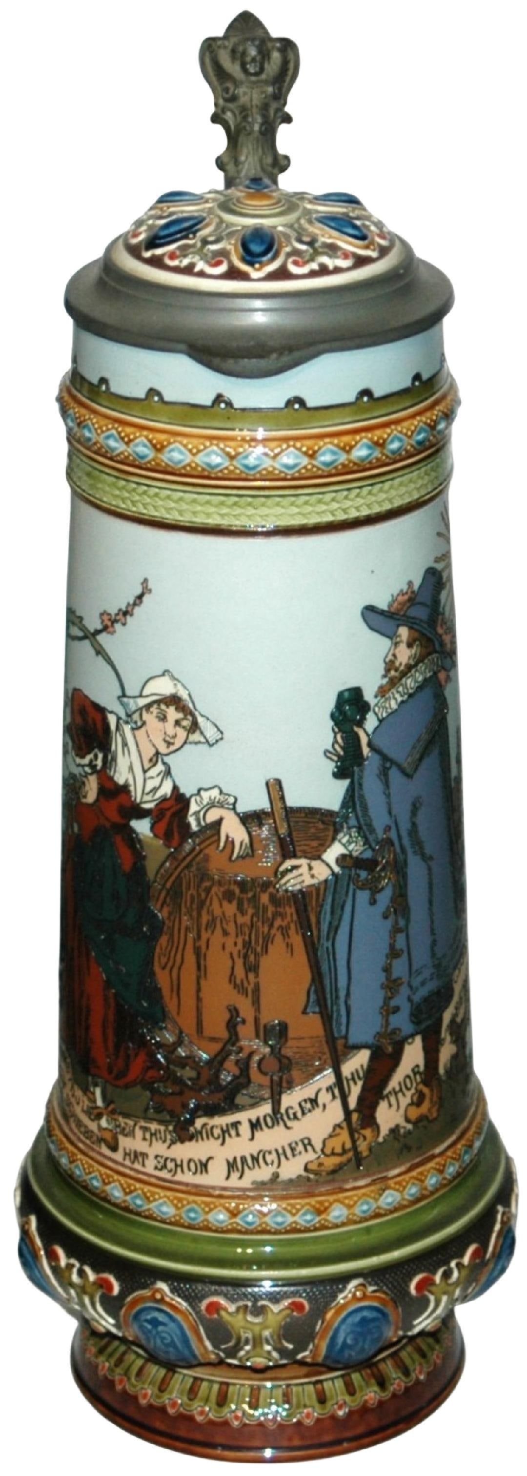 3L Mettlach SchlittMan w Barmaid Stein w Inlay (1 of 4)