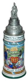 Regimental Inft Stein w Screw off Finial & Photo