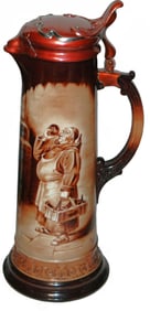 3L Lenox Hand Painted Monk Stein Tiffany Metal Lid