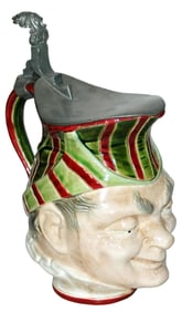 Rare Sarreguemines Man Face Character Stein
