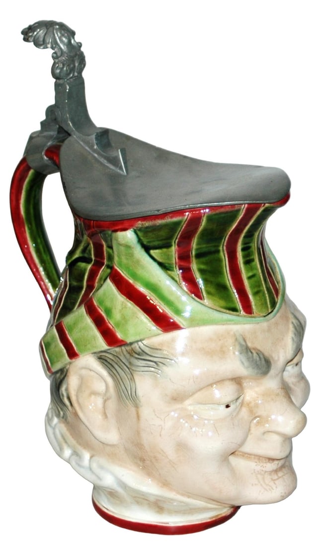 Rare Sarreguemines Man Face Character Stein (1 of 4)