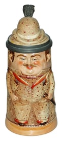 Diesinger Measle Man Stein w Derby Hat Inlay Lid