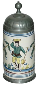 1L Thuringen Worker Stein c.1750 w Medallion Lid