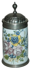 1L Schrezheim Floral Design c.1780 Faience Stein
