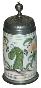 1L Erfurt Asian Man & Floral c.1780 Faience Stein