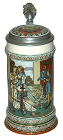 Mettlach PROBE Lohengrin Wedding Stein w Inlay
