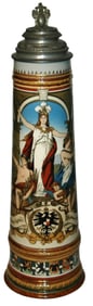 5L Mettlach Germania City Shields Stein wFancy Lid
