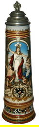 5L Mettlach Germania City Shields Stein wFancy Lid