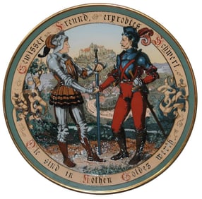 Mettlach Knights & Castle 17" Etched Plaque