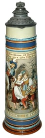 5L Mettlach Landsknecht in Tavern Etched Stein