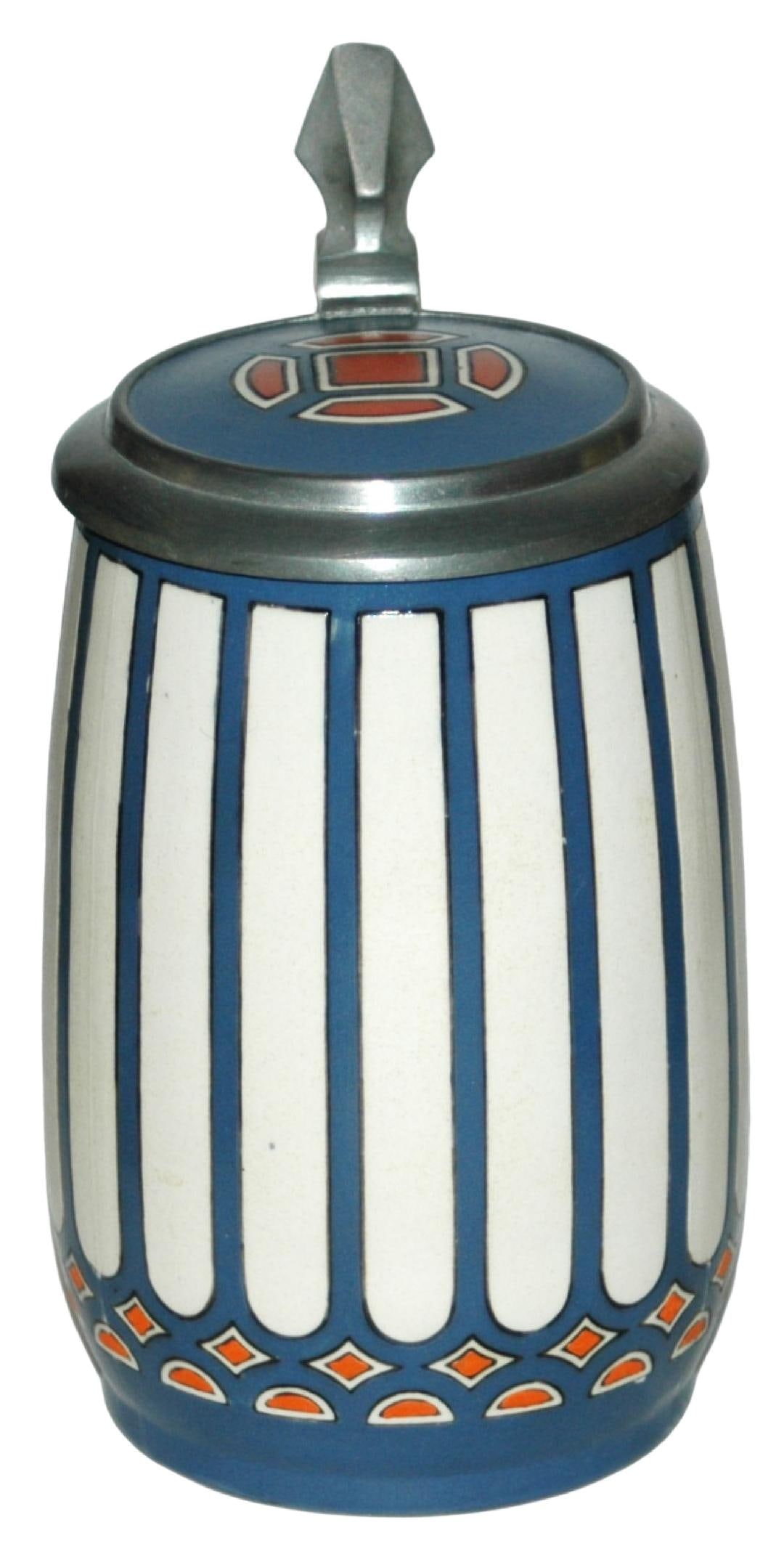 Mettlach Art Deco Etched Stein w Matched Inlay Lid (1 of 4)