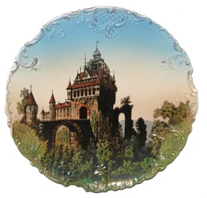 Mettlach 15" Scalloped Rim Plaque Castle
