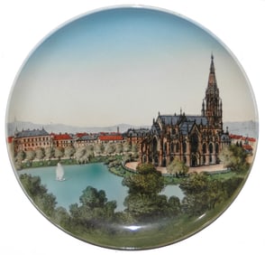 Mettlach 12" Plaque, Stuttgart Johanniskirche