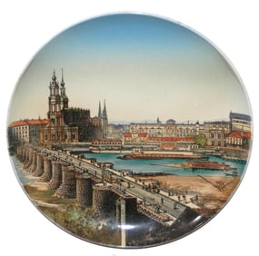 Mettlach 12" Plaque, Dresden Altstadt , Town view