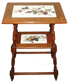 Unusual Mettlach, Inserted Two Shelf Table