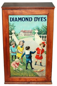 Diamond Dyes Country Store Wood Cabinet c.1900