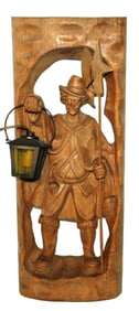 Carved Electric Nightwatchman with Lantern Plaque