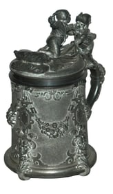 Pewter Stein w Frenchman & Gernman Fight Lid