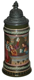 Musician & Couple Stein w Fancy Pewter Lid