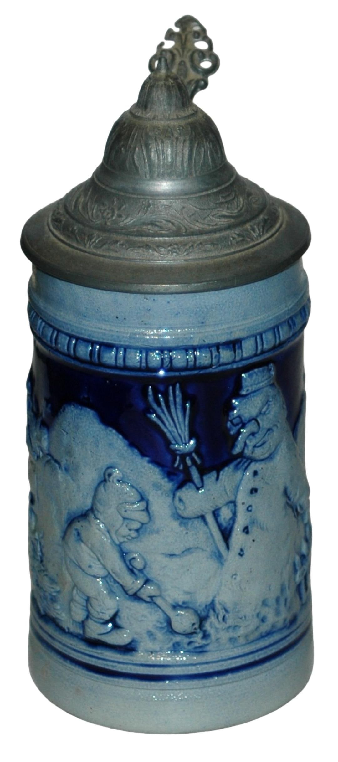 3/10L Boy w Snowman Stoneware Relief Stein (1 of 4)