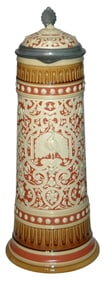 3-1/2L Mettlach Detaild Floral Relief Design Stein