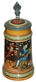 Mettlach Landsknecht in Beer Garden Brown Stein