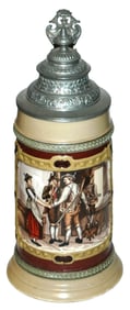 HR Hunter & Barmaid Stein w Fancy Pewter Lid