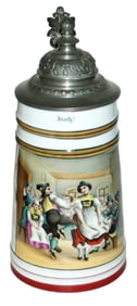 1L Dancers in Tavern Porcelain Stein w Litho