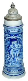1L Embraced Couple & Landsknecht Stoneware Stein