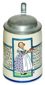 Franz Ringer Woman w Chicken Dinner Tray Stein