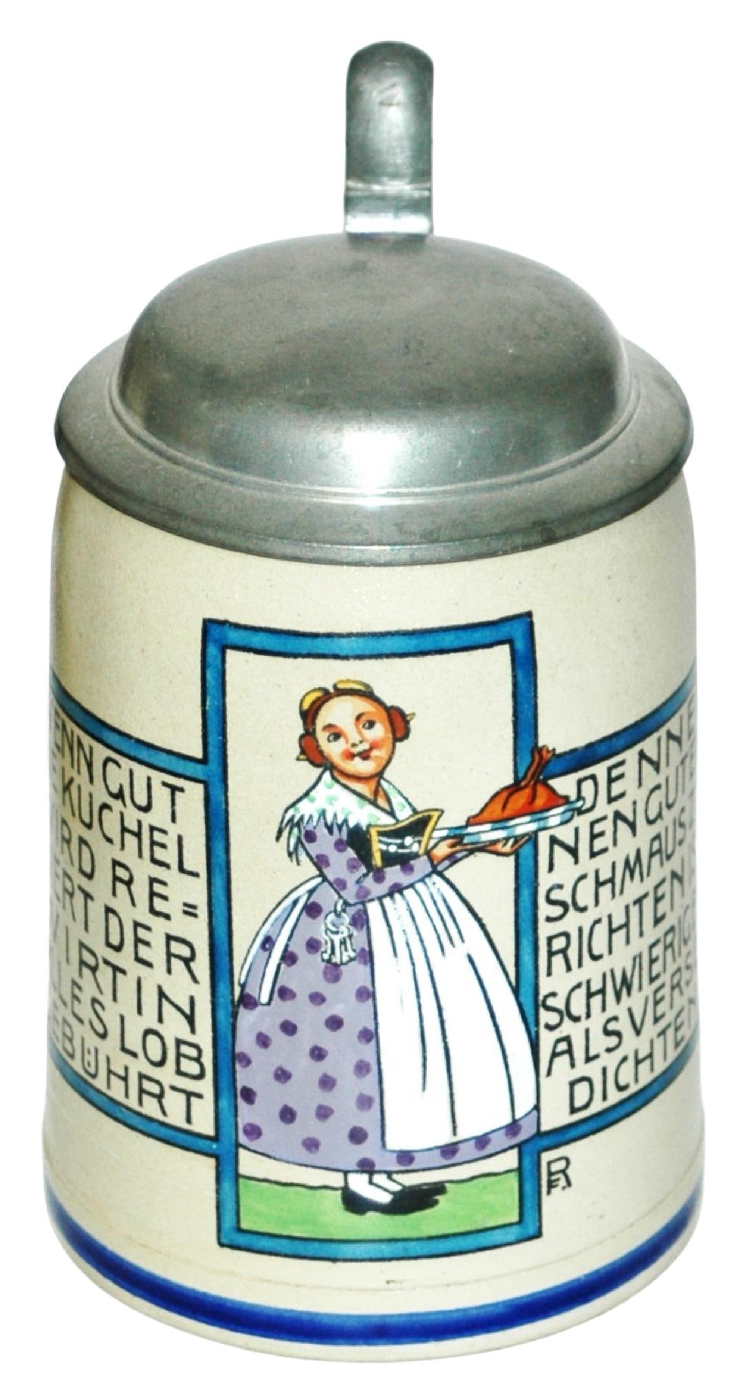 Franz Ringer Woman w Chicken Dinner Tray Stein (1 of 4)