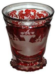 Bohemian Still Life Scene c1870 Glass Beaker