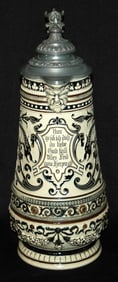 SET of 5 - Floral w Verse Threaded Relief Steins