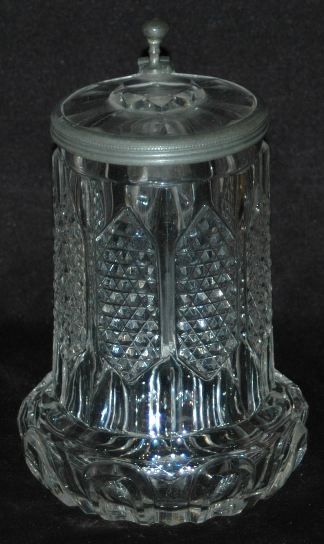 Detailed Sharp Cut Facet Body Glass Stein (1 of 2)