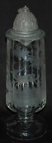 2L Wheel Cut Forest Stag Glass Stein Fancy Lid
