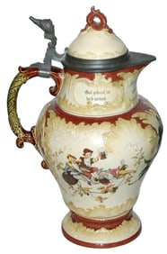 3L Mettlach Uncommon Version Dwarfs & Hops Stein