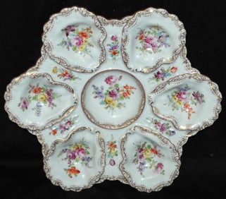 Oyster Plate Dresden Porcelain , Delicate Florals