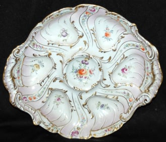 Oyster Plate Dresden Porcelain Delicate Florals