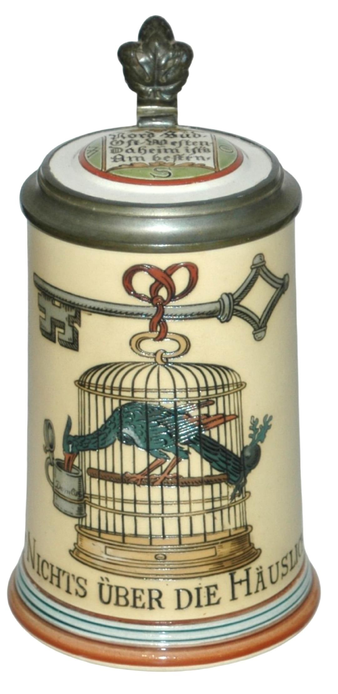 Mettlach Bird in a Cage Etched Stein (1 of 5)